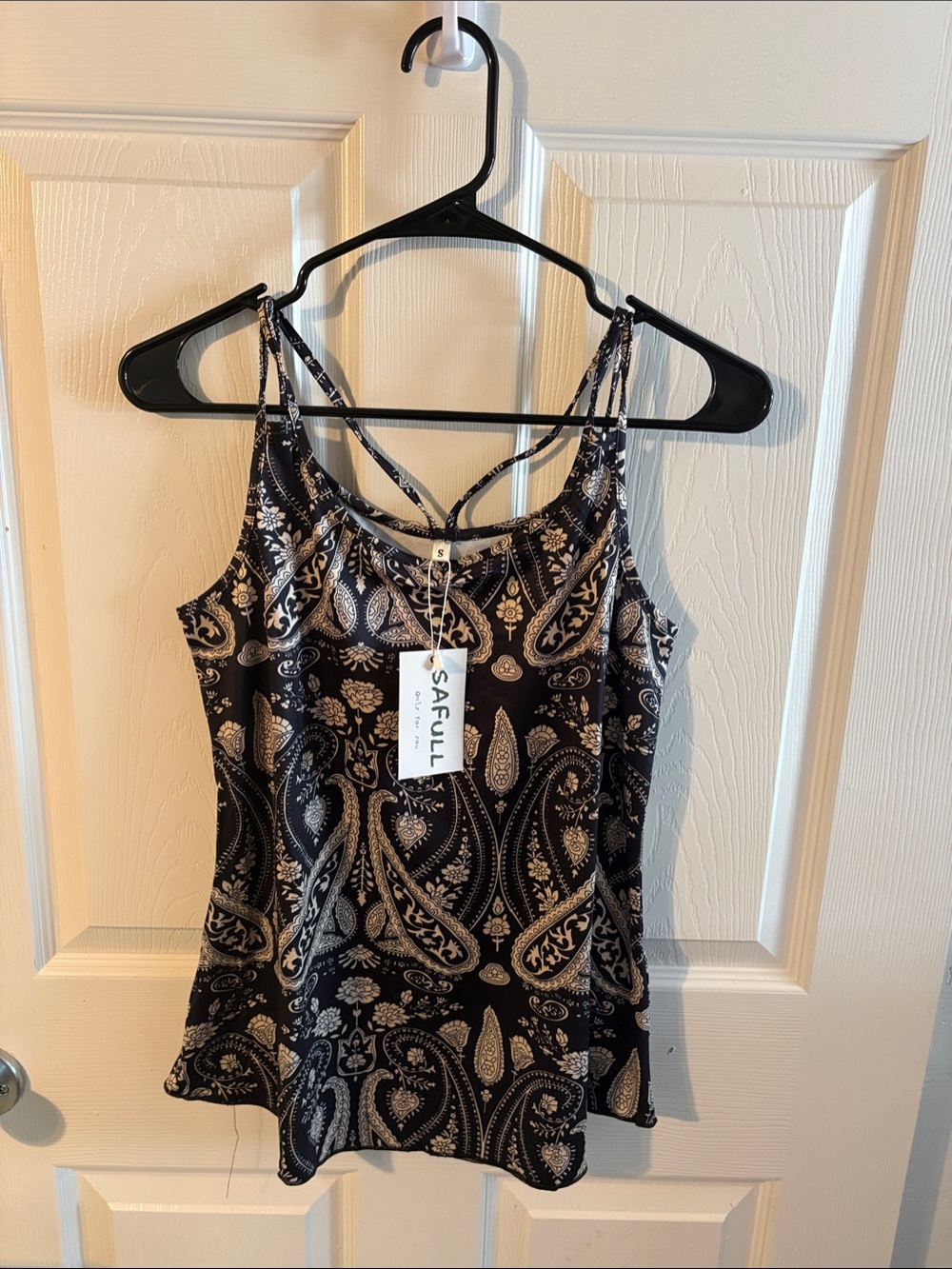 Black Paisley Double-Strap Tank Top